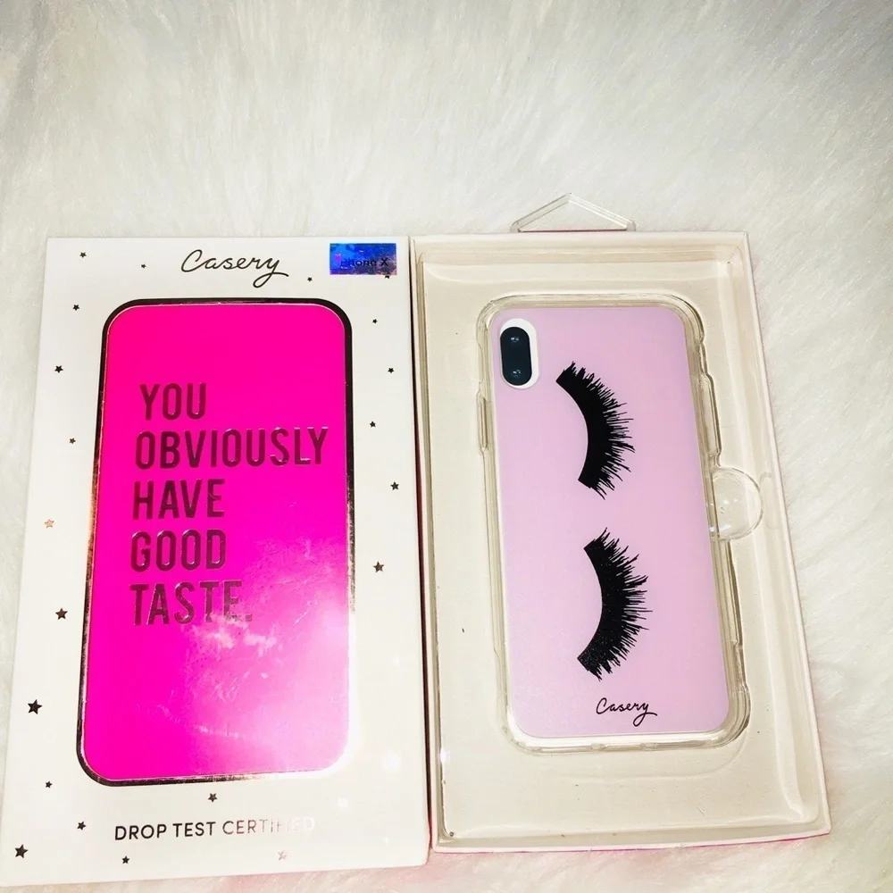 Casery new in box iPhone X pink eyelash phone case
